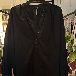 Free People Charcoal Button-Up Shirt